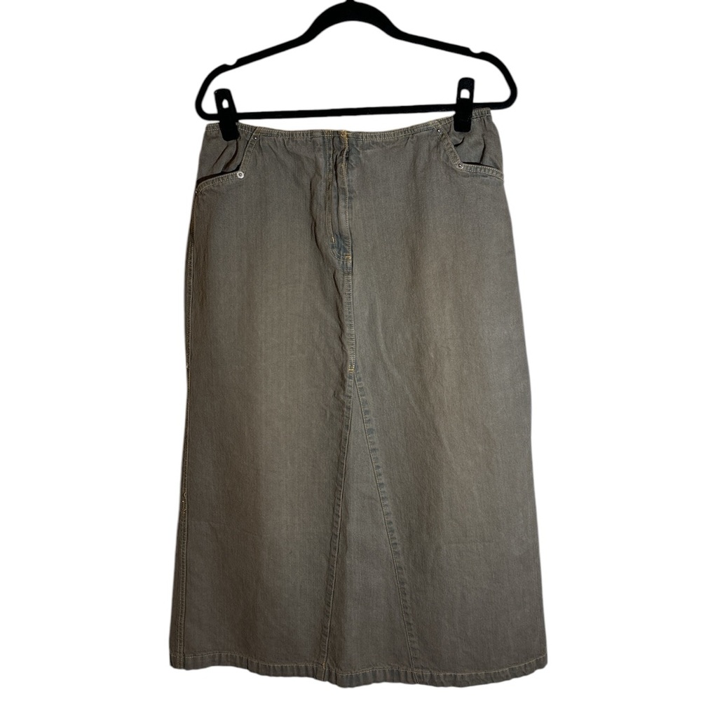 Urban Outfitters Renewal Remade Overdyed Denim Maxi Skirt Brown/Green Size 14